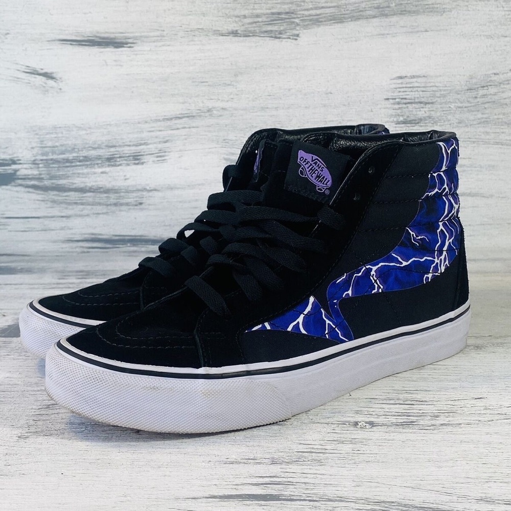Vans Sk8-Hi Reissued Warped Black & Purple Lightning Shoes (M 5.5) (W 7)